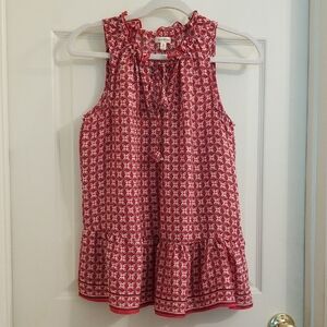 Max Studio Red Blue and White Sleeveless Top